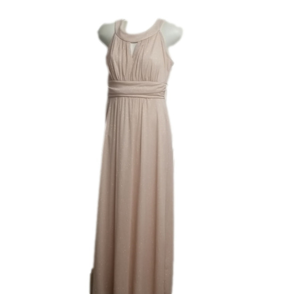 𝅺enfocus Petite Long Maxi Dress Halter Sleeveless Sparkly Prom Evening Wear 10P - Picture 1 of 12